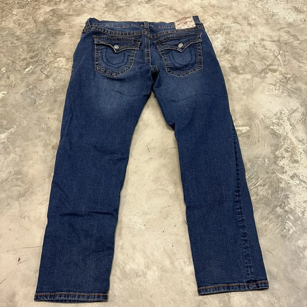 True Religion Geno Relaxed Slim Big T Flap Men's 38x32 Denim Jeans
